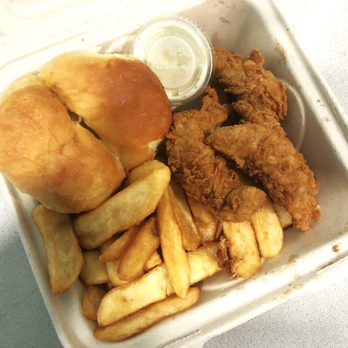 3 Piece Chicken Strip Jr. Meal.
